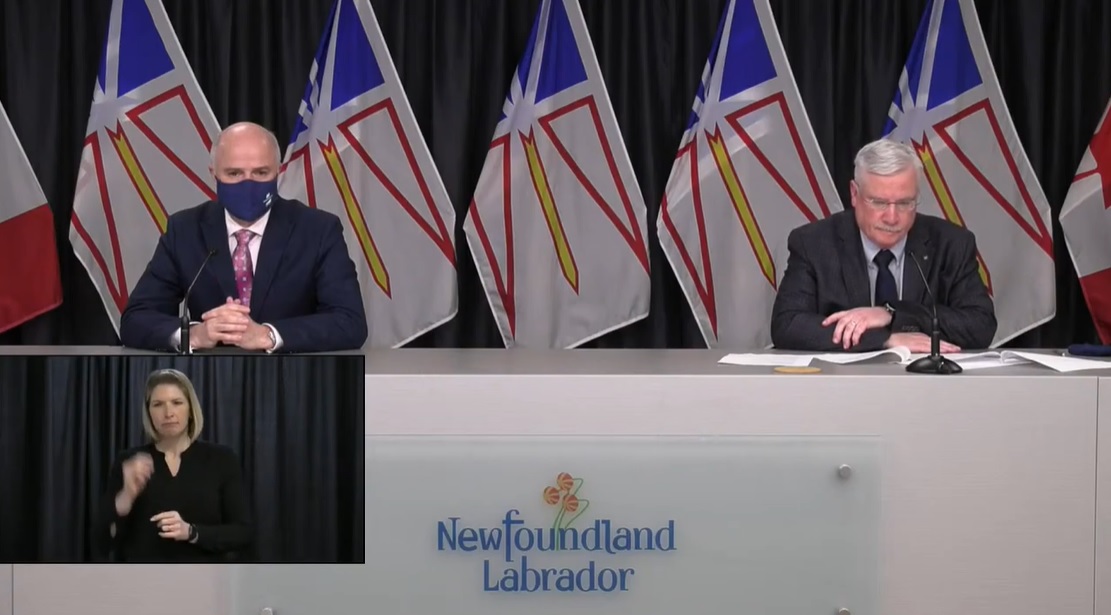 Minister Osborne and NLESD CEO/Director of Education Tony Stack on Wednesday, April 7