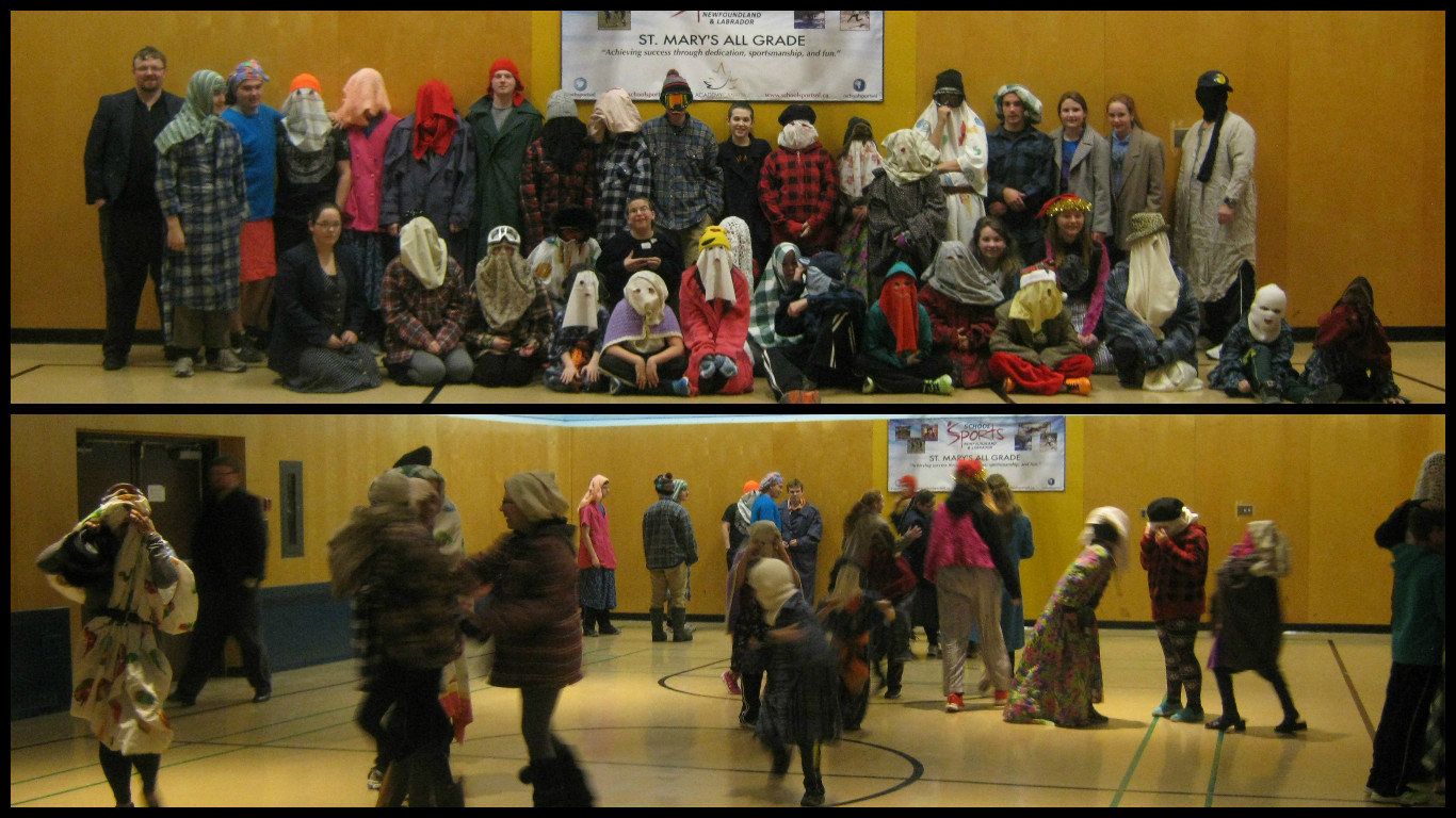 Students and staff get into the spirit of the season with a traditional event, memmering.