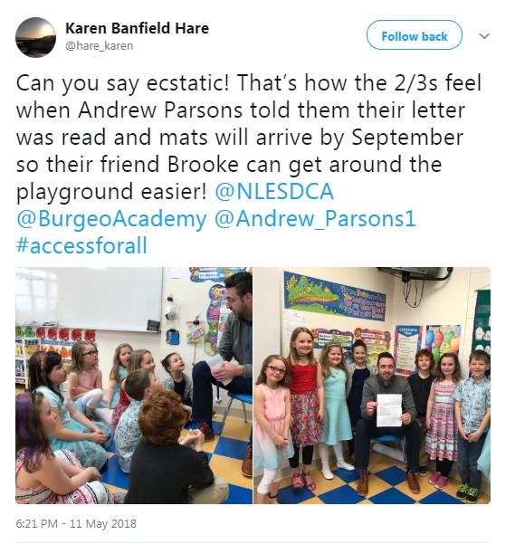 Ms. Banfield Hare's Twitter feed told of the student's excitement when they found out they had received approval.